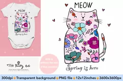 Cat Meow Sublimation PNG, Cute Kitty Cat Product Image 1