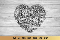 Heart SVG | Zentangle Heart SVG | Flower SVG | Love SVG Product Image 1