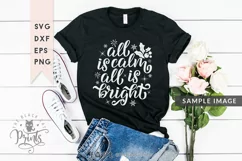 All Is Calm All Is Bright SVG | Christmas Round Sign SVG Product Image 3