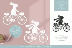 Bunny & Bike x 2 - SVG Papercut Cutting File Product Image 1