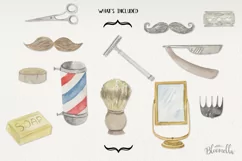 Barber Shop Watercolor 12 Elements Mens Hair Dressers Shave Product Image 4