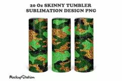 Camo Glitter 20oz Skinny Tumbler Design Sublimation PNG Product Image 2
