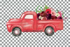 Floral watercolor pickup truck clip art, bridal decoration. Product Image 6