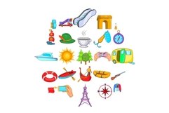 Hitchhiking icons set, cartoon style Product Image 1