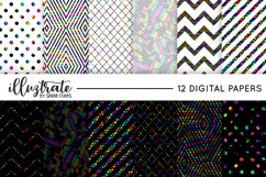 Metallic Rainbow Foil Patterns - Stylish Digital paper Product Image 1