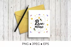 Bee mine hand lettering. Funny Valentine's Day sublimation. Product Image 3
