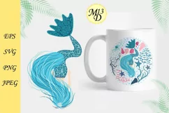 A mermaid with a shock of turquoise hair. Hand drawn Product Image 2