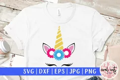 Floral Unicorn Face - Unicorn SVG EPS DXF PNG Product Image 1