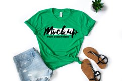 Bella Canvas 3001 Heather Kelly Flat Lay T-shirt Mockup Product Image 1