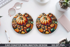 Pumpkins Car Coaster Sublimation| Halloween Coaster PNG Product Image 1