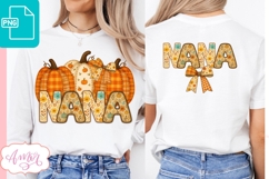 Fall Nana sublimation PNG, Fall shirt front and back PNG Product Image 1