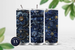 Navy Crystal Embroidery | Luxury Denim Fabric Texture Product Image 2