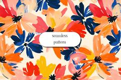 Bold Brushstroke Floral Seamless Pattern on Cream Product Image 1