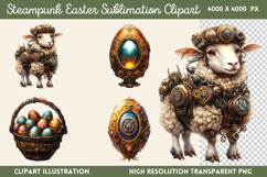 Steampunk Easter Sublimation Clipart PNG Product Image 1