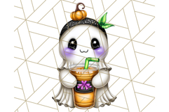 Ghost Café PNG Clipart, Cute Ghost Baristas Halloween Treats Product Image 3