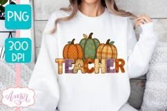 Fall Teacher Sublimation design PNG| Fall pumpkins PNG Product Image 2