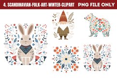 Scandinavian Folk Art Winter Clipart PNG Product Image 1