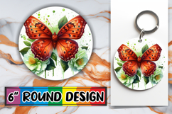 Bright Keychain Sublimation Circle, Butterfly Product Image 1