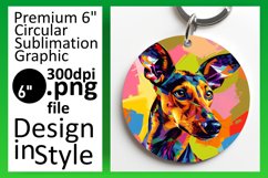 Stylish Abstract Dog Round Design Keychain Sublimation Product Image 1