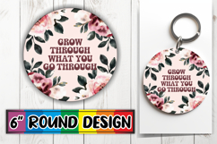 Joyful Circle Keychains for Gifts, Flower Quote Product Image 1