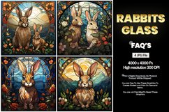 Rabbits Stained Glass Square Coaster - 4 Variation Product Image 2