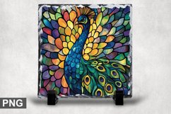Stained Glass Peacock - Square Sublimation Slate Design Product Image 1