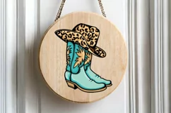 Cowboy boots for sublimation PNG Cowboy hat leopard pattern Product Image 8