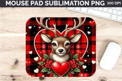 Watercolor Deer Mouse Pad Sublimation - Valentines PNG Product Image 1