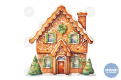 Christmas Gingerbread House PNG Sublimation Winter Clipart Product Image 1