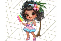 Chibi Summer Girls Clipart PNG, Bright Kawaii Summer Art Product Image 3