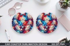 Owls Car Coaster Sublimation, 4th Of July Coaster PNG Product Image 1