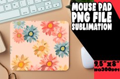 Boho Chic Watercolor Mouse Pad Flower Design PNG Product Image 1