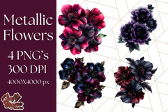 Gothic Floral PNG, Dark Aesthetic Flowers Clipart Print Product Image 1