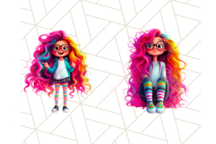 Colorful Teen Girl Clipart PNG Bundle, Fun Rainbow Hair Png Product Image 9