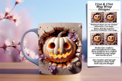 Chic 15oz Mug Wrap Png Design , 3D Pumpkin Product Image 1