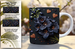 Stylish 15oz Mug Wrap Png Artwork , 3D Flower Product Image 1