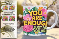 Gorgeous 15oz Mug Wrap Png Design , Flower Quote Product Image 1