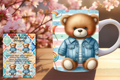 Unique 15oz Mug Wrap Png Artwork , Teddy Bear Product Image 1