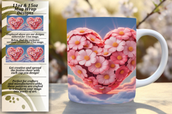 CUSTOM PNG Mug Wrap Design 11oz , Flowers Heart Product Image 1