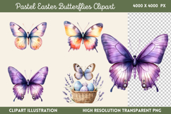 Pastel Easter Butterflies Clipart PNG Product Image 1