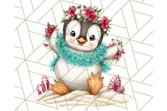 Christmas Penguins The Beach Clipart PNG, Tropical Holiday Product Image 3