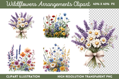Wildflowers Arrangements Clipart Bundle PNG Product Image 13