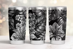 20oz Tumbler laser svg Hibiscus wrap|Tropic Flowers pattern Product Image 4