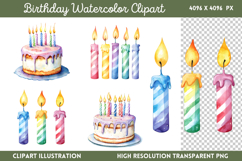 Birthday Watercolor Clipart Bundle PNG Product Image 14