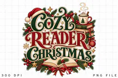 Cozy Reader Christmas Illustration, Festive Book Lover Product Image 2
