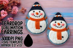 Artful Teardrop Earrings Design Template , Snowman Product Image 1