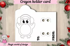 Penguin with headphones, Christmas Crayon Coloring Card Product Image 2