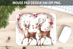 Watercolor Deer Mouse Pad Sublimation - Valentines PNG Product Image 1
