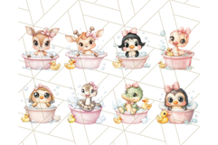 Safari Animal Babies in Bubble Baths, Cute Jungle Animal PNG Product Image 3