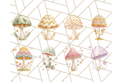 Dreamy Patterned Mushroom Clipart PNG, Forest Elements Png Product Image 3